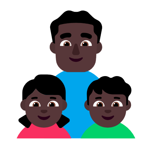 👨🏿‍👧🏿‍👦🏿 Emoji Família - Homem, Menina, Menino: Pele Escura na Microsoft Windows 11 23H2.
