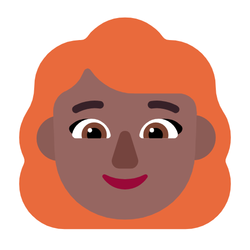 👩🏾‍🦰 Emoji Frau: mitteldunkle Hautfarbe, rotes Haar Microsoft Windows 11 23H2.