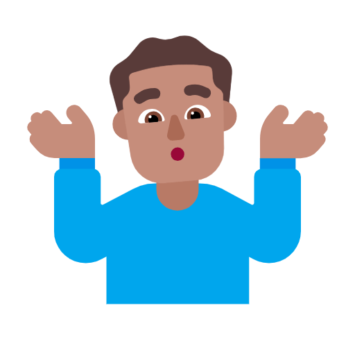 Emoji 🤷🏽‍♂️ Uomo Che Scrolla Le Spalle: Carnagione Olivastra su Microsoft Windows 11 23H2.