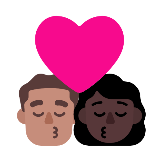 Emoji 👨🏽‍❤️‍💋‍👩🏿 Bacio Tra Coppia - Uomo: Carnagione Olivastra, Donna: Carnagione Scura su Microsoft Windows 11 23H2.