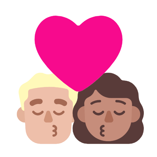 👨🏼‍❤️‍💋‍👩🏽 Emoji sich küssendes Paar - Mann: mittelhelle Hautfarbe, Frau: mittlere Hautfarbe Microsoft Windows 11 23H2.