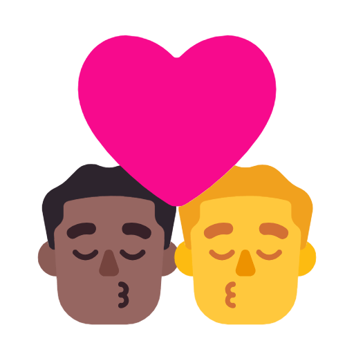 👨🏾‍❤️‍💋‍👨 Emoji sich küssendes Paar - Mann: mitteldunkle Hautfarbe, Hombre Microsoft Windows 11 23H2.