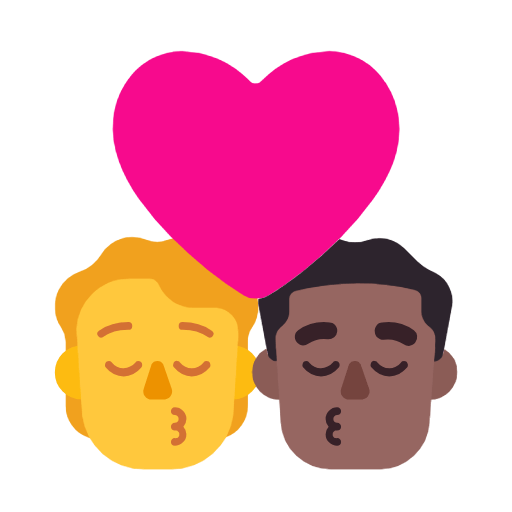 Emoji 🧑‍❤️‍💋‍👨🏾 Bacio Tra Coppia: persona, uomo, Nessun tono della pelle, Carnagione Abbastanza Scura su Microsoft Windows 11 23H2.