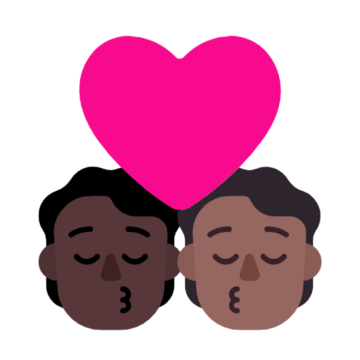 Emoji 🧑🏿‍❤️‍💋‍🧑🏾 Bacio Tra Coppia: persona, persona, Carnagione Scura, Carnagione Abbastanza Scura su Microsoft Windows 11 23H2.