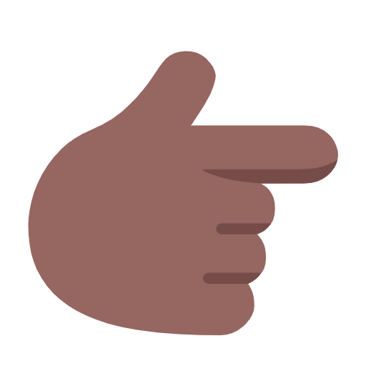 👉🏾 Emoji Dorso Da Mão Com Dedo Indicador Apontando Para A Direita: Pele Morena Escura na Microsoft Windows 11 23H2.
