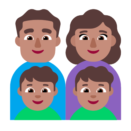 👨🏽‍👩🏽‍👦🏽‍👦🏽 Emoji Familia - Hombre, Mujer, Niño, Niño: Tono De Piel Medio en Microsoft Windows 11 23H2.