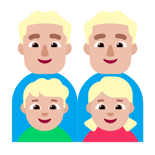 Emoji 👨🏼‍👨🏼‍👦🏼‍👧🏼 Famiglia - Uomo, Uomo, Bambino, Bambina: Carnagione Abbastanza Chiara su Microsoft Windows 11 23H2.