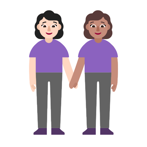 Emoji 👩🏻‍🤝‍👩🏽 Due Donne Che Si Tengono Per Mano: Carnagione Chiara E Carnagione Olivastra su Microsoft Windows 11 23H2.