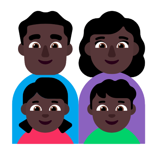 👨🏿‍👩🏿‍👧🏿‍👦🏿 Emoji Familie - Mann, Frau, Mädchen, Junge: dunkle Hautfarbe Microsoft Windows 11 23H2.