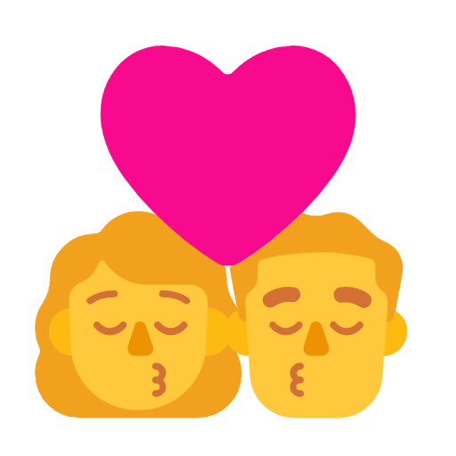 Emoji 👩‍❤️‍💋‍👨 Bacio Tra Coppia: Donna E Uomo su Microsoft Windows 11 23H2.