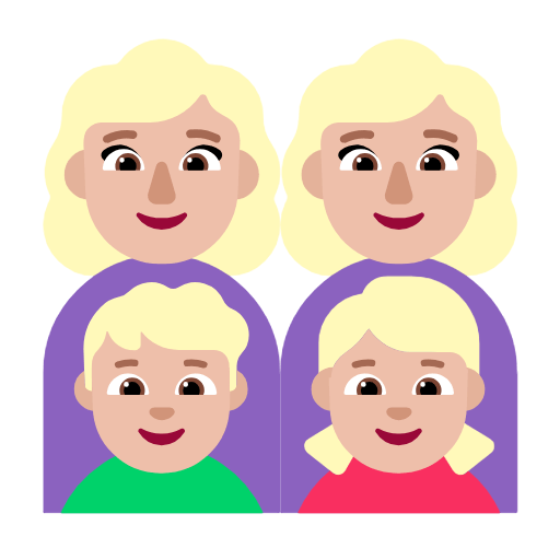 👩🏼‍👩🏼‍👦🏼‍👧🏼 Emoji Familia - Mujer, Mujer, Niño, Niña: Tono De Piel Claro Medio en Microsoft Windows 11 23H2.