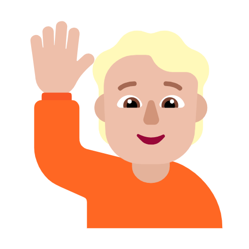 🙋🏼 Emoji Persona Con La Mano Levantada: Tono De Piel Claro Medio en Microsoft Windows 11 23H2.