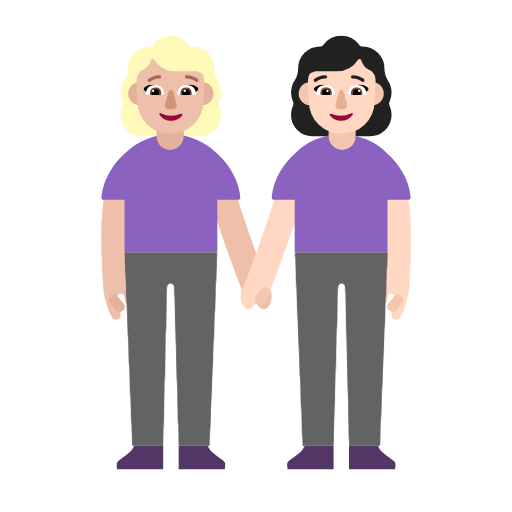 Emoji 👩🏼‍🤝‍👩🏻 Due Donne Che Si Tengono Per Mano: Carnagione Abbastanza Chiara E Carnagione Chiara su Microsoft Windows 11 23H2.