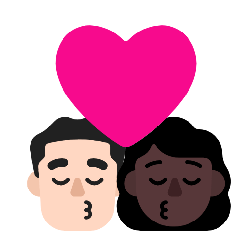 Emoji 👨🏻‍❤️‍💋‍👩🏿 Bacio Tra Coppia - Uomo: Carnagione Chiara, Donna: Carnagione Scura su Microsoft Windows 11 23H2.