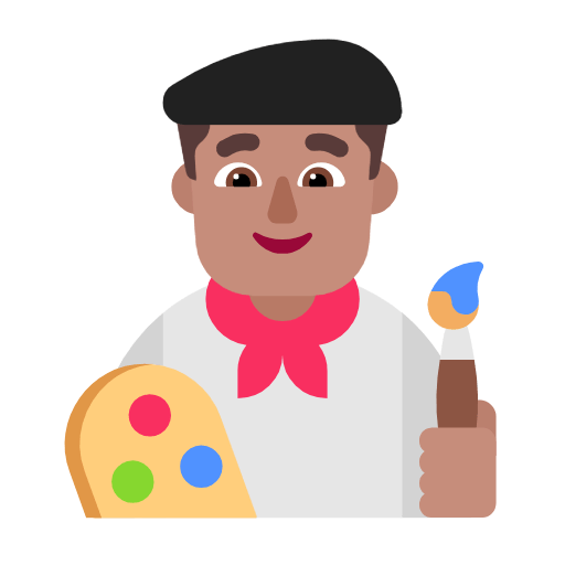Emoji 👨🏽‍🎨 Artista Uomo: Carnagione Olivastra su Microsoft Windows 11 23H2.