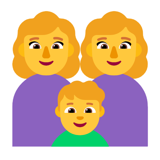Emoji 👩‍👩‍👦 Famiglia: Donna, Donna E Bambino su Microsoft Windows 11 23H2.