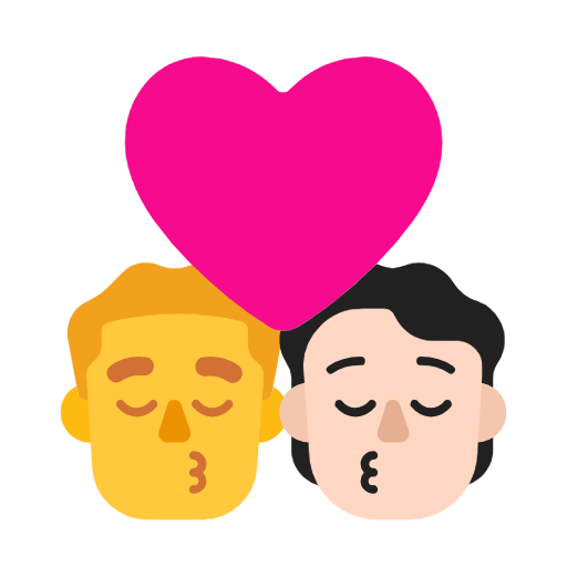 👨‍❤️‍💋‍🧑🏻 Emoji sich küssendes Paar: Mannn, Person, Kein Hautton, helle Hautfarbe Microsoft Windows 11 23H2.