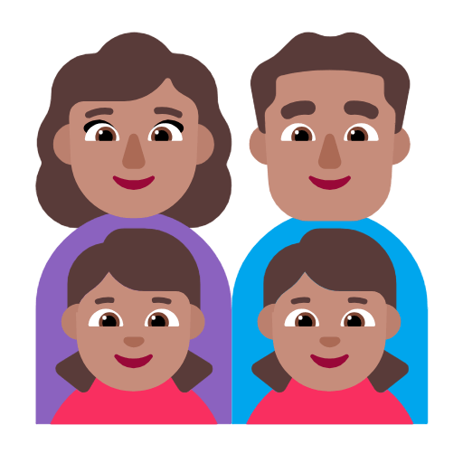 Emoji 👩🏽‍👨🏽‍👧🏽‍👧🏽 Famiglia - Donna, Uomo, Bambina, Bambina: Carnagione Olivastra su Microsoft Windows 11 23H2.