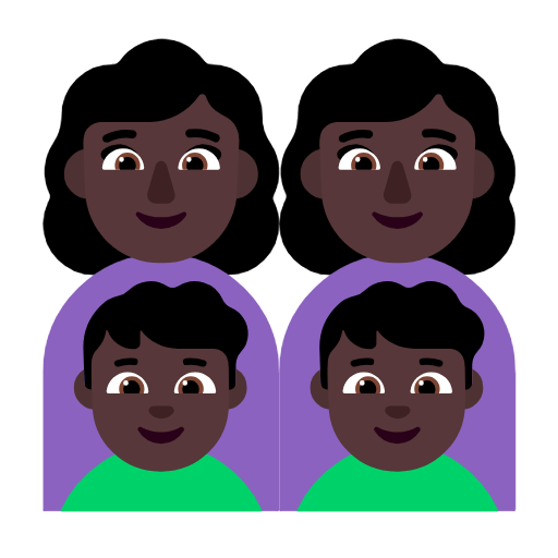 👩🏿‍👩🏿‍👦🏿‍👦🏿 Emoji Familia - Mujer, Hombre, Niño, Niño: Tono De Piel Oscuro en Microsoft Windows 11 23H2.