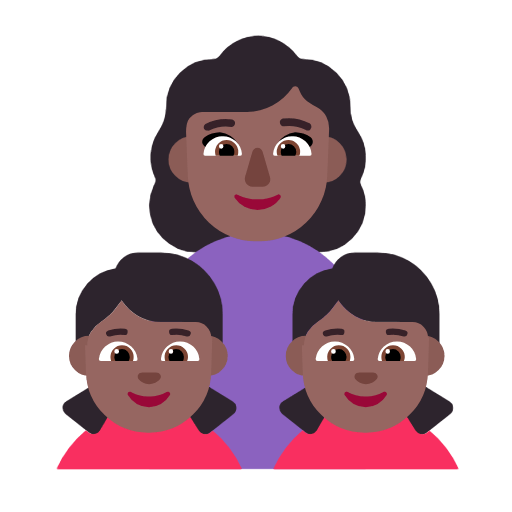 👩🏾‍👧🏾‍👧🏾 Emoji Família - Mulher, Menina, Menina: Pele Morena Escura na Microsoft Windows 11 23H2.
