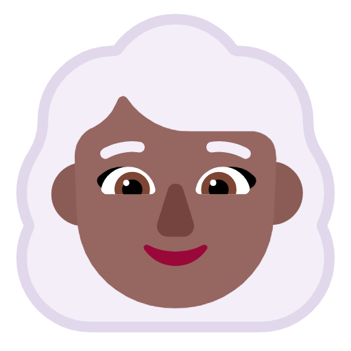 👩🏾‍🦳 Emoji Mulher: Pele Morena Escura E Cabelo Branco na Microsoft Windows 11 23H2.