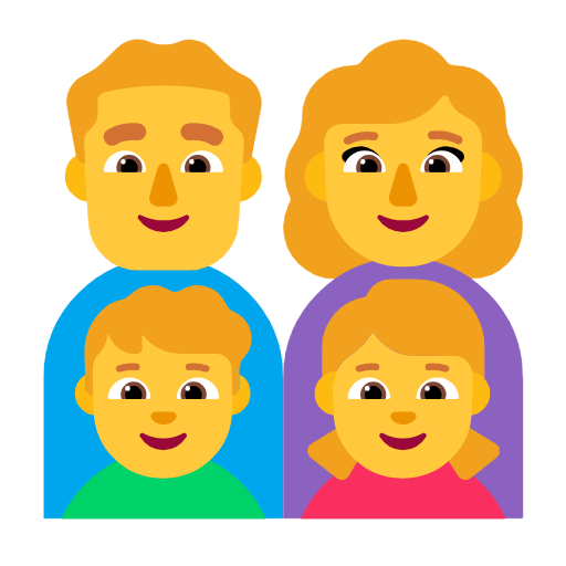 👨‍👩‍👦‍👧 Emoji Familia: hombre, mujer, niño, niña en Microsoft Windows 11 23H2.