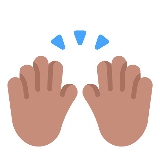 🙌🏽 Emoji Mãos Para Cima: Pele Morena na Microsoft Windows 11 23H2.