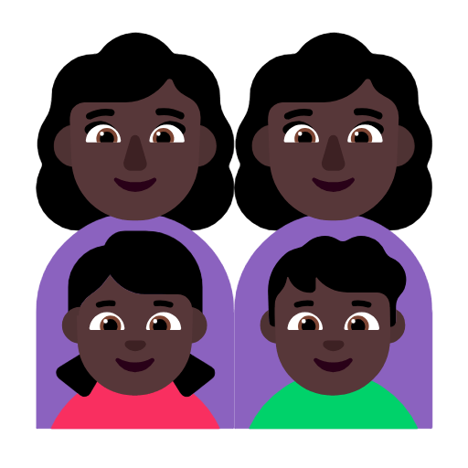 Emoji 👩🏿‍👩🏿‍👧🏿‍👦🏿 Famiglia - Donna, Uomo, Bambina, Bambino: Carnagione Scura su Microsoft Windows 11 23H2.