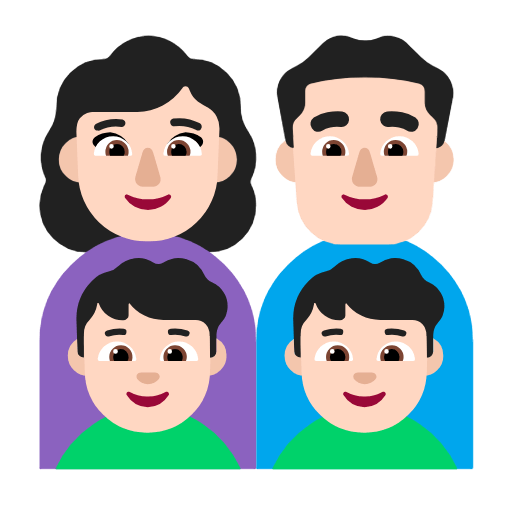 👩🏻‍👨🏻‍👦🏻‍👦🏻 Emoji Familia - Mujer, Hombre, Niño, Niño: Tono De Piel Claro en Microsoft Windows 11 23H2.