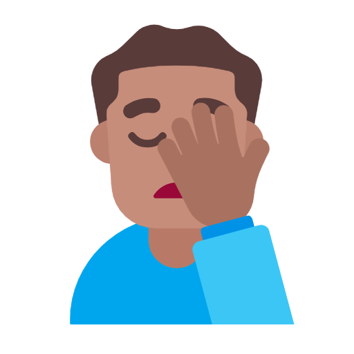 Emoji 🤦🏽‍♂️ Uomo Esasperato: Carnagione Olivastra su Microsoft Windows 11 23H2.