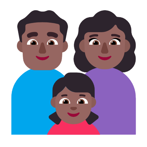 👨🏾‍👩🏾‍👧🏾 Emoji Familia - Hombre, Mujer, Niña: Tono De Piel Oscuro Medio en Microsoft Windows 11 23H2.