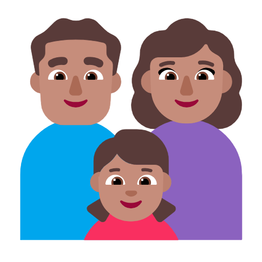Emoji 👨🏽‍👩🏽‍👧🏽 Famiglia - Uomo, Donna, Bambina: Carnagione Olivastra su Microsoft Windows 11 23H2.