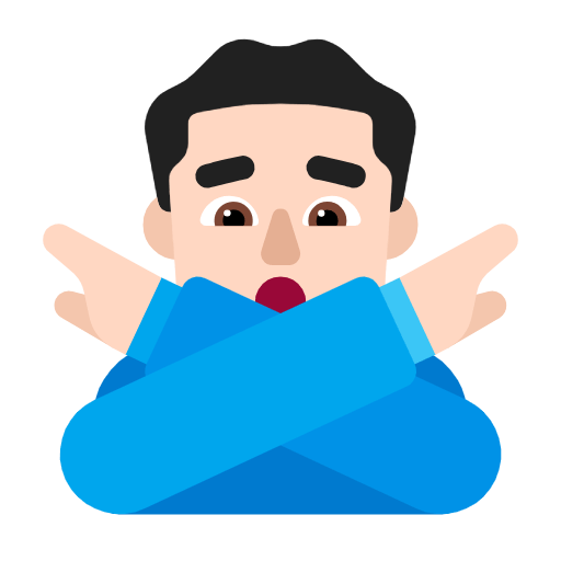 Emoji 🙅🏻‍♂️ Uomo Con Gesto Di Rifiuto: Carnagione Chiara su Microsoft Windows 11 23H2.