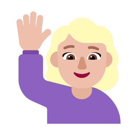 Emoji 🙋🏼‍♀️ Donna Con Mano Alzata: Carnagione Abbastanza Chiara su Microsoft Windows 11 23H2.