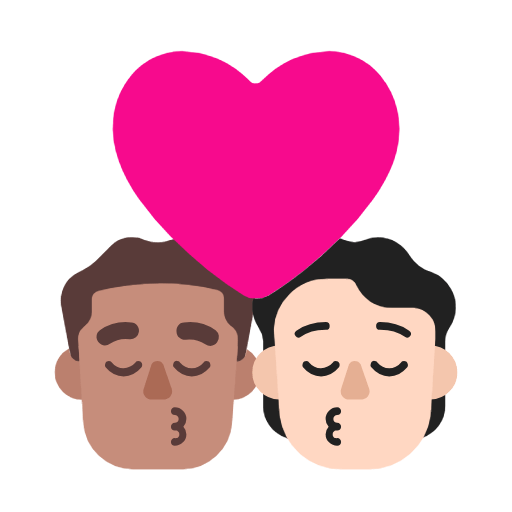 Emoji 👨🏽‍❤️‍💋‍🧑🏻 Bacio Tra Coppia: uomo, persona, Carnagione Olivastra, Carnagione Chiara su Microsoft Windows 11 23H2.