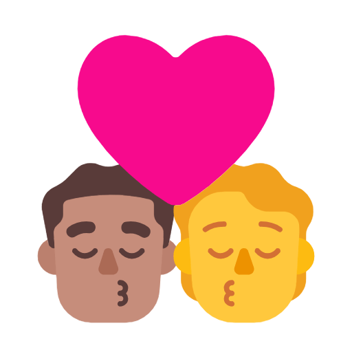 Emoji 👨🏽‍❤️‍💋‍🧑 Bacio Tra Coppia: uomo, persona, Carnagione Olivastra, Nessun tono della pelle su Microsoft Windows 11 23H2.