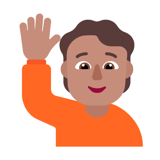 🙋🏽 Emoji Persona Con La Mano Levantada: Tono De Piel Medio en Microsoft Windows 11 23H2.