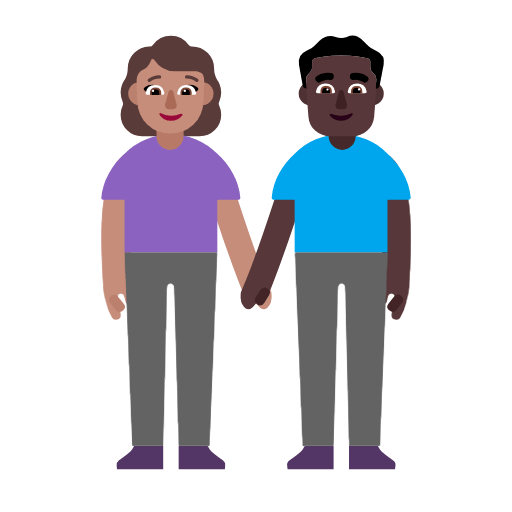 👩🏽‍🤝‍👨🏿 Emoji Mann und Frau halten Hände: mittlere Hautfarbe, dunkle Hautfarbe Microsoft Windows 11 23H2.