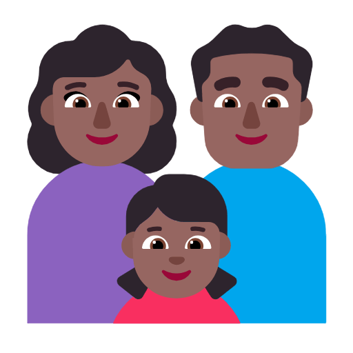 Emoji 👩🏾‍👨🏾‍👧🏾 Famiglia - Donna, Uomo, Bambina: Carnagione Abbastanza Scura su Microsoft Windows 11 23H2.