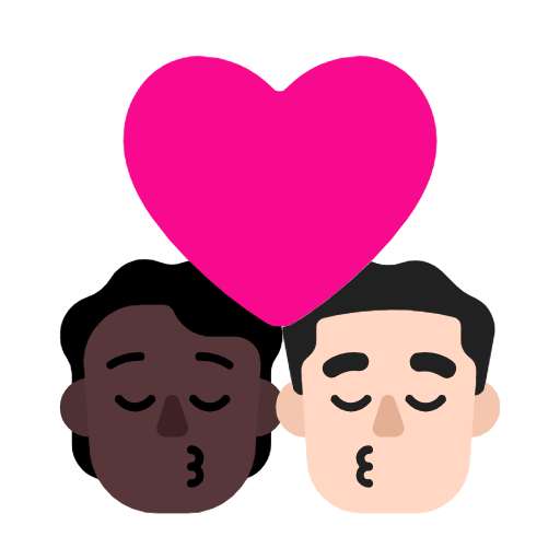Emoji 🧑🏿‍❤️‍💋‍👨🏻 Bacio Tra Coppia: persona, uomo, Carnagione Scura, Carnagione Chiara su Microsoft Windows 11 23H2.
