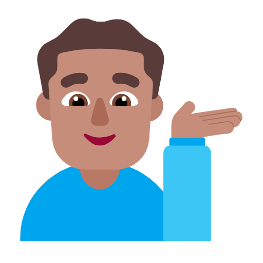 💁🏽‍♂️ Emoji Homem Com A Palma Virada Para Cima: Pele Morena na Microsoft Windows 11 23H2.