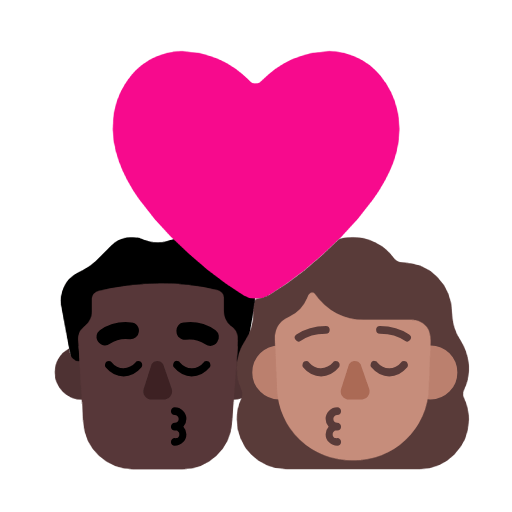 Emoji 👨🏿‍❤️‍💋‍👩🏽 Bacio Tra Coppia - Uomo: Carnagione Scura, Donna: Carnagione Olivastra su Microsoft Windows 11 23H2.