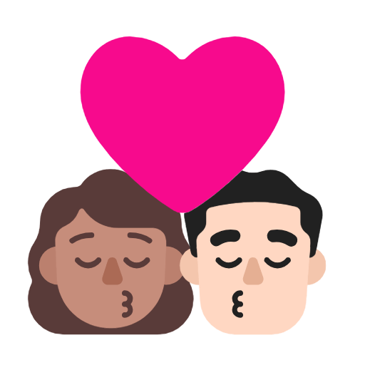 👩🏽‍❤️‍💋‍👨🏻 Emoji sich küssendes Paar - Frau: mittlere Hautfarbe, Mann: helle Hautfarbe Microsoft Windows 11 23H2.
