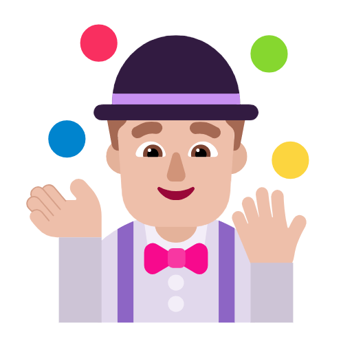 Emoji 🤹🏼‍♂️ Giocoliere Uomo: Carnagione Abbastanza Chiara su Microsoft Windows 11 23H2.