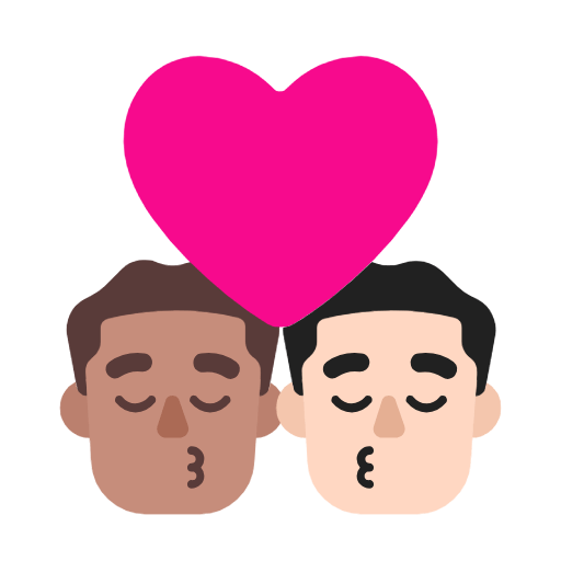 👨🏽‍❤️‍💋‍👨🏻 Emoji sich küssendes Paar - Mann: mittlere Hautfarbe, Mann: helle Hautfarbe Microsoft Windows 11 23H2.