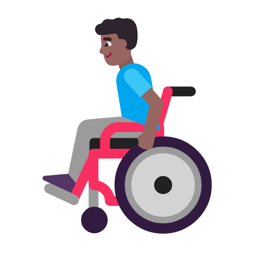 Mann in manuellem Rollstuhl: mitteldunkle Hautfarbe Microsoft Windows 11 23H2.