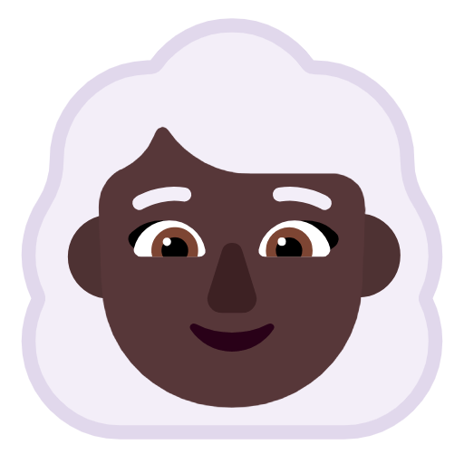 👩🏿‍🦳 Emoji Frau: dunkle Hautfarbe, weißes Haar Microsoft Windows 11 23H2.