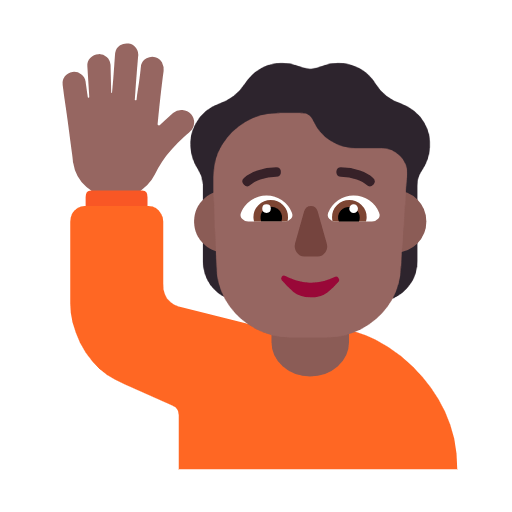 🙋🏾 Emoji Pessoa Levantando A Mão: Pele Morena Escura na Microsoft Windows 11 23H2.