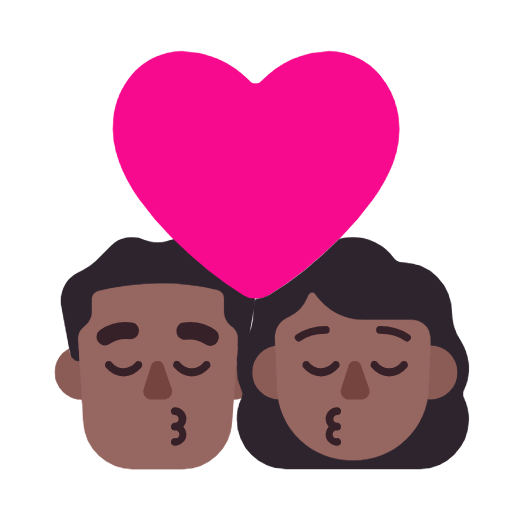 👨🏾‍❤️‍💋‍👩🏾 Emoji sich küssendes Paar - Mann: mitteldunkle Hautfarbe, Frau: mitteldunkle Hautfarbe Microsoft Windows 11 23H2.