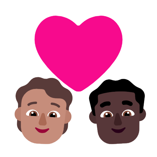 🧑🏽‍❤️‍👨🏿 Emoji Liebespaar: Person, Mannn, mittlere Hautfarbe, dunkle Hautfarbe Microsoft Windows 11 23H2.